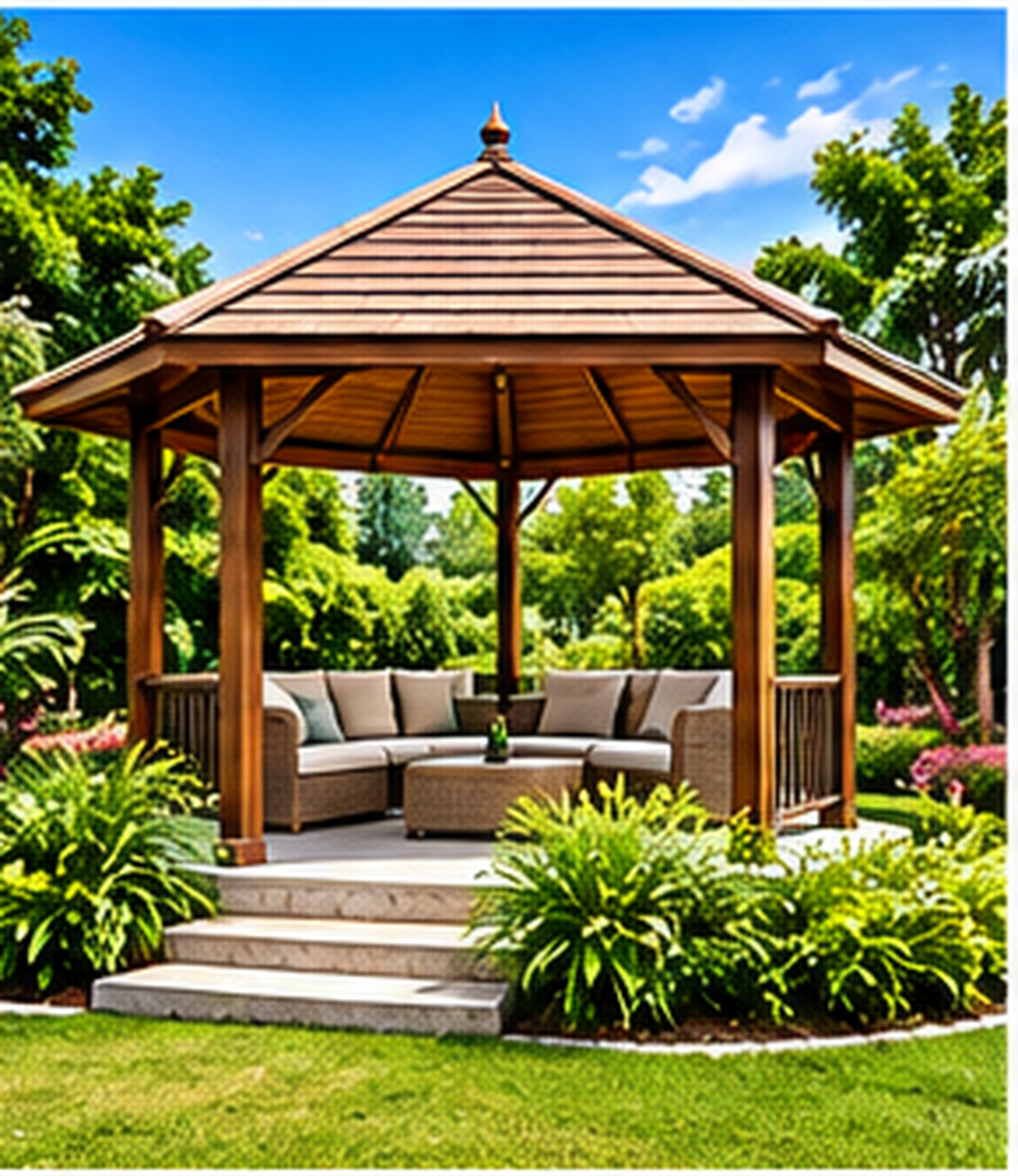 Lounge area overlooking garden views